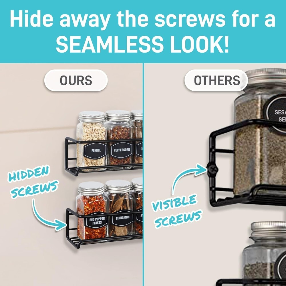 Space-Saving 4-Tier Spice Rack – Adjustable Wall Mount for Kitchen & Beyond
