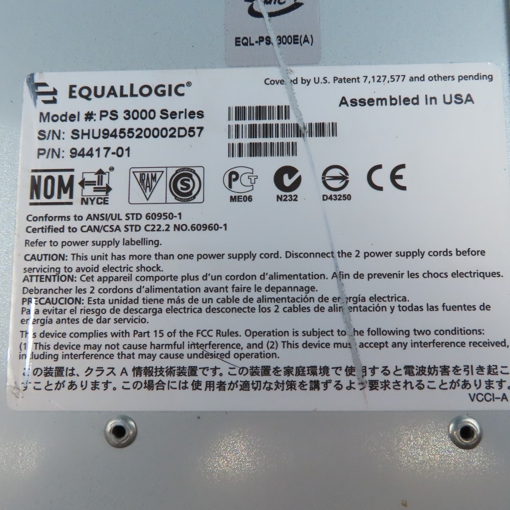 Dell Equallogic PS3000 Series iSCSI SAN Storage Array 16 SAS 15k Controller