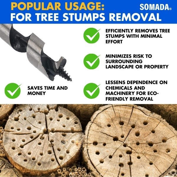 SOMADA Wood Auger Bit, 3/4-Inch By 17-Inch - Hex Shank 3/8-Inch Ship Auger Long