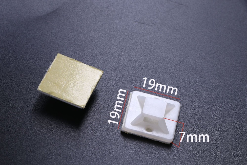 White Nylon Plastic Square Type Selfadhesive+screws Hole Mounting Wire Bundle Fi