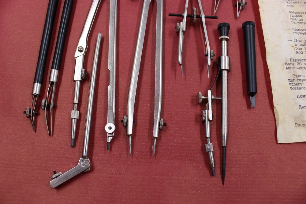 Vintage Soviet Drafting Compass Tools Drawing Instruments Without Box