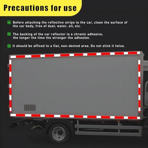 10 PCS Rectangular Safety Reflectors, Plastic Self Adhesive Safety Red+White