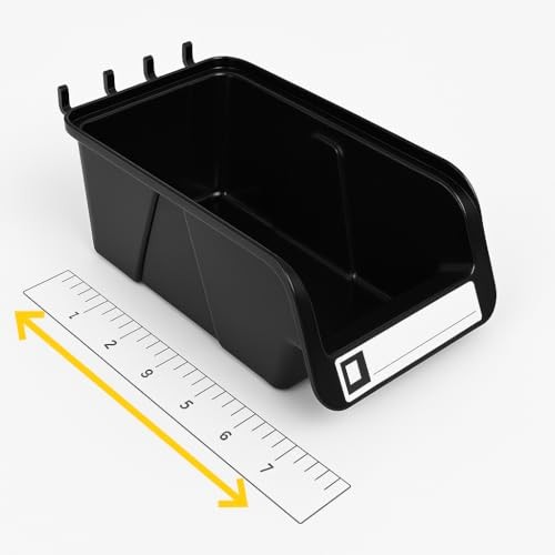 WallPeg Pegboard Bins - 6 Each 7" & 6 5" ORGANIZING - Hooks Black