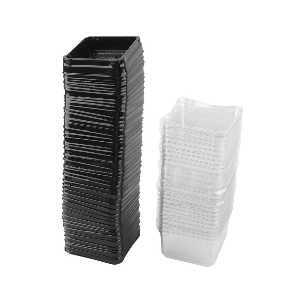 Bakery Plastic Moon Cake Boxes Container Holder Cover Black 50pcs