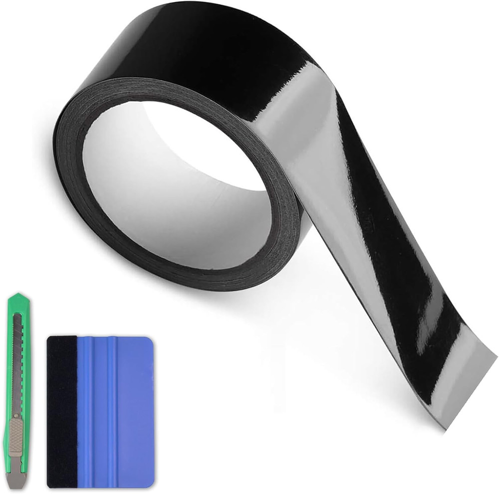 Gloss Black Vinyl Wrap Kit, 1"x30ft with Tools