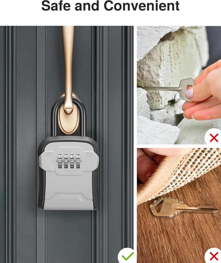 Lock Box, Key Lock Box Wall Mount & Portable Combination Lockbox with Resetta...