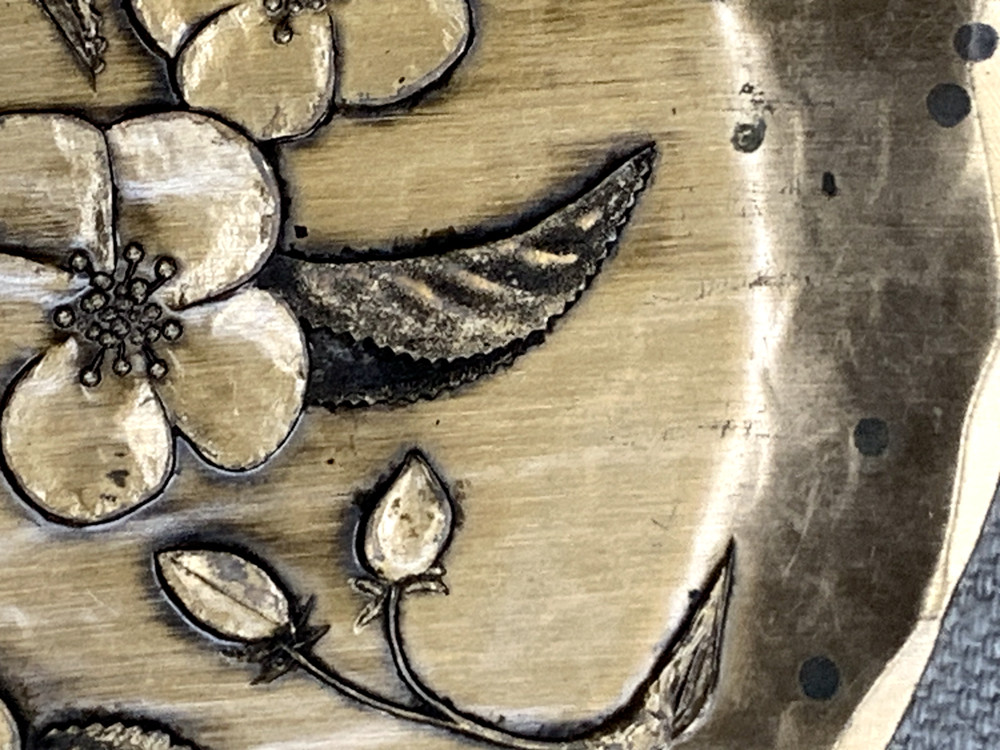 Wendell August Forge Solid Bronze Plate – Cherry Blossoms Design, Hand Made