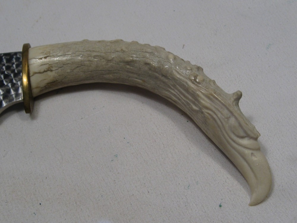 Custom Handmade Antler Handle Eagle Head Fixed Blade Knife. #1