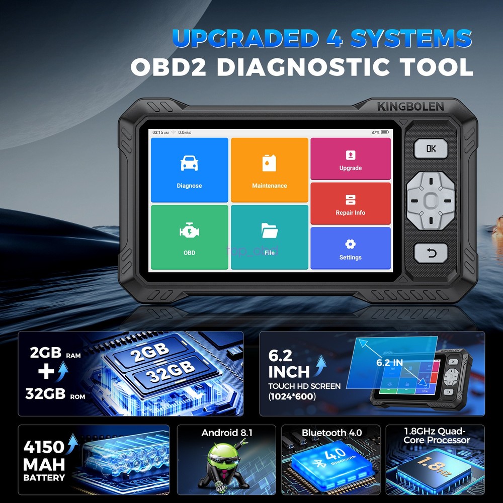 2026 KINGBOLEN S608 Car Diagnostic Tool OBD2 Scanner Code Reader Free Update
