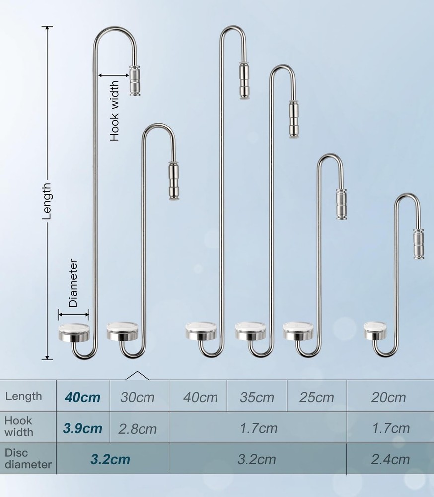 Aquarium Stainless Steel CO2 Diffuser Widen Hook, DCW300-40