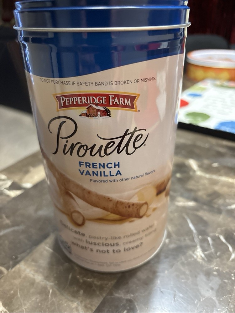 Pepperridge Farm Pirouette Tin Box Empty 7.5” Height