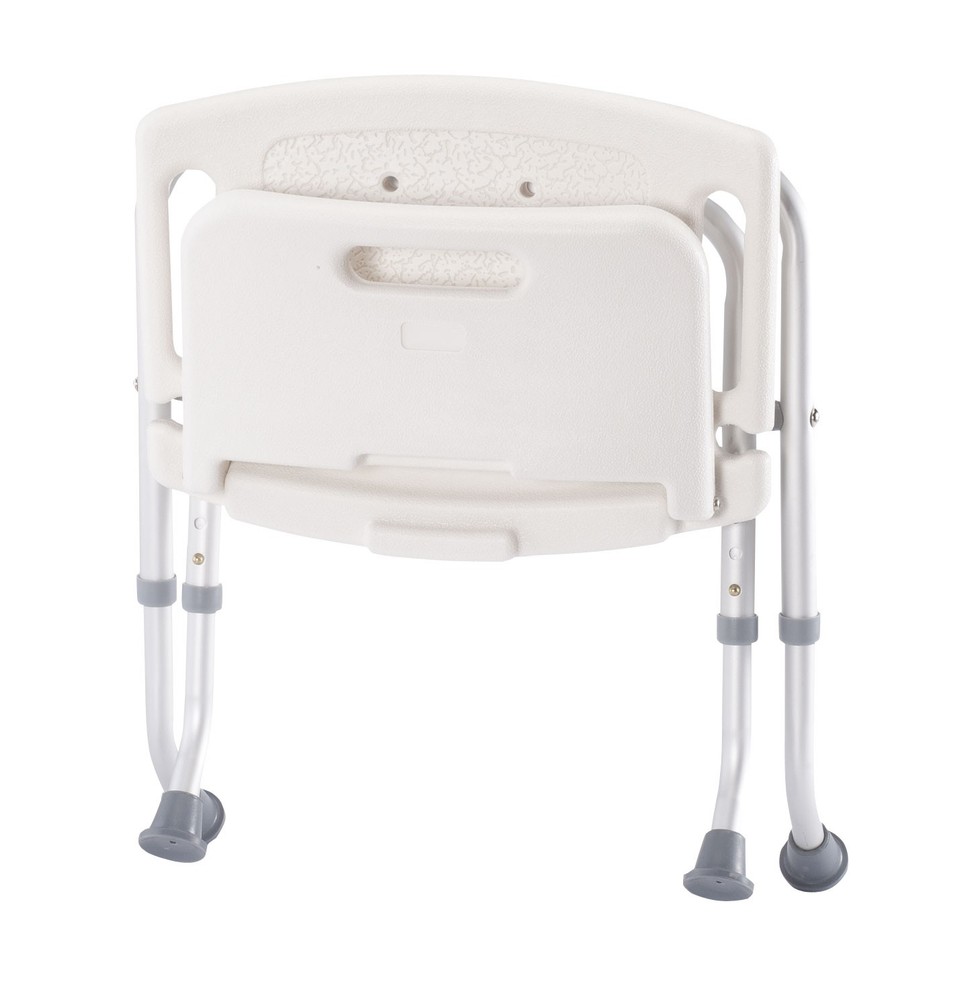 Folding Bath Seat with Back Support, Portable Shower Bench, White, White