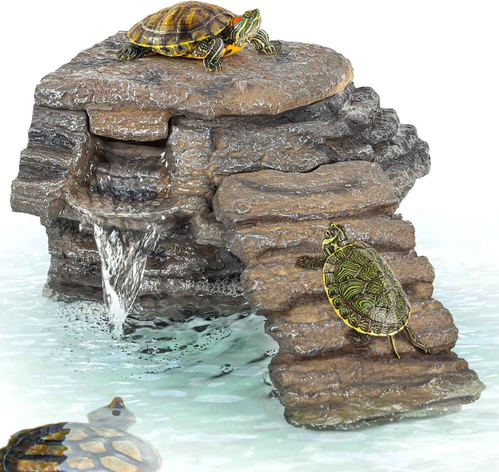 Turtle Tank Filter, 120GPH Turtle Filter Basking Platform with Detachable Bridge