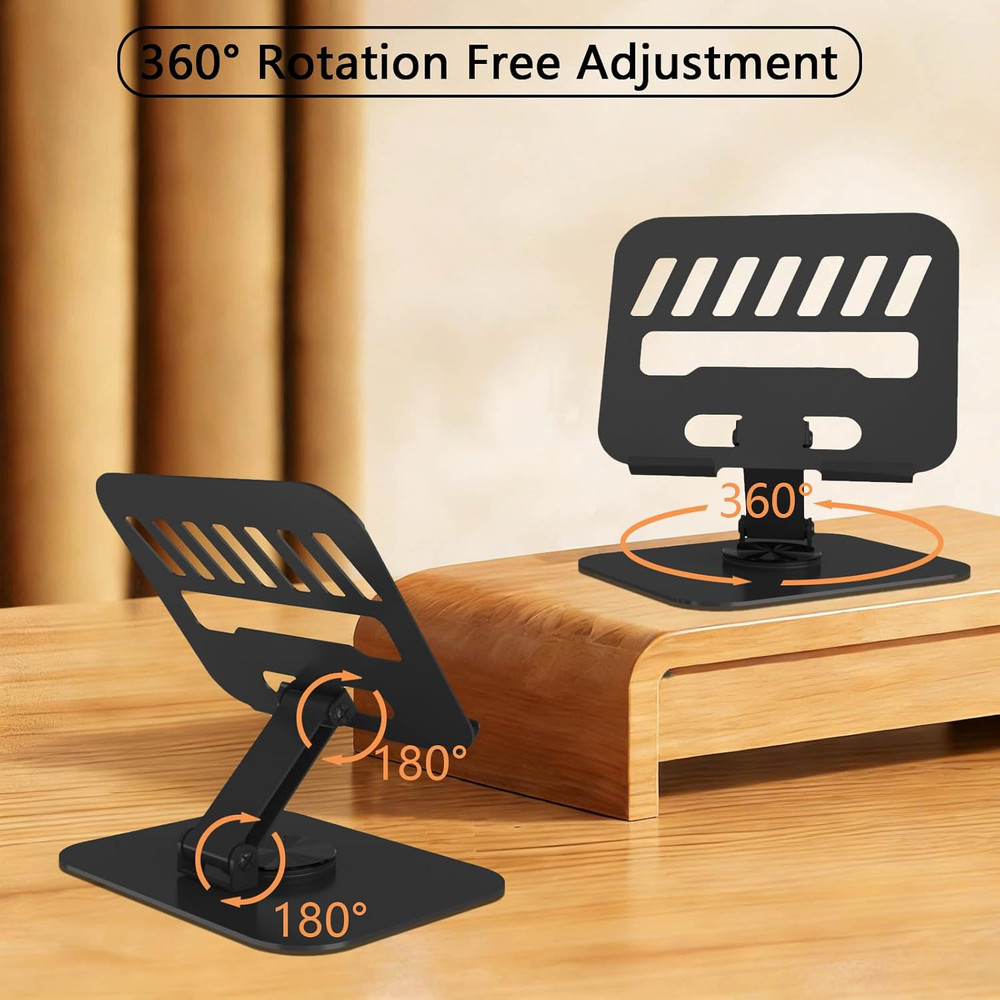Metal Tablet Stand, Adjustable 360° Rotation Tablet Holder Compatible with 4-...