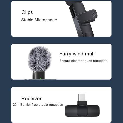 Professional Wireless Lavalier Microphone for iPhone, iPad, Android Phone,