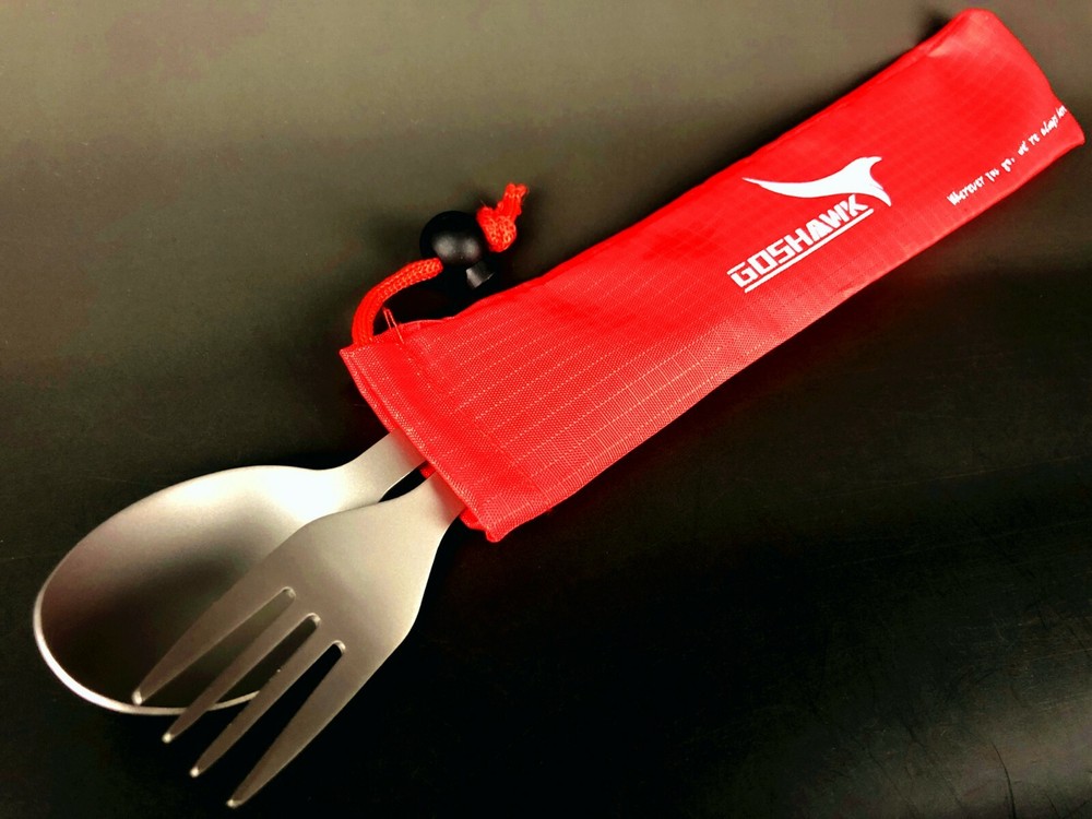 Goshawk Pure titanium Spoon and Fork For Backpacking Camping Hiking with Bag