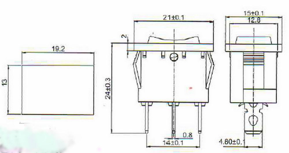 5Pcs RED Light Illuminated rectangle 2 Position Rocker Switch 3 Pin 12V KCD1