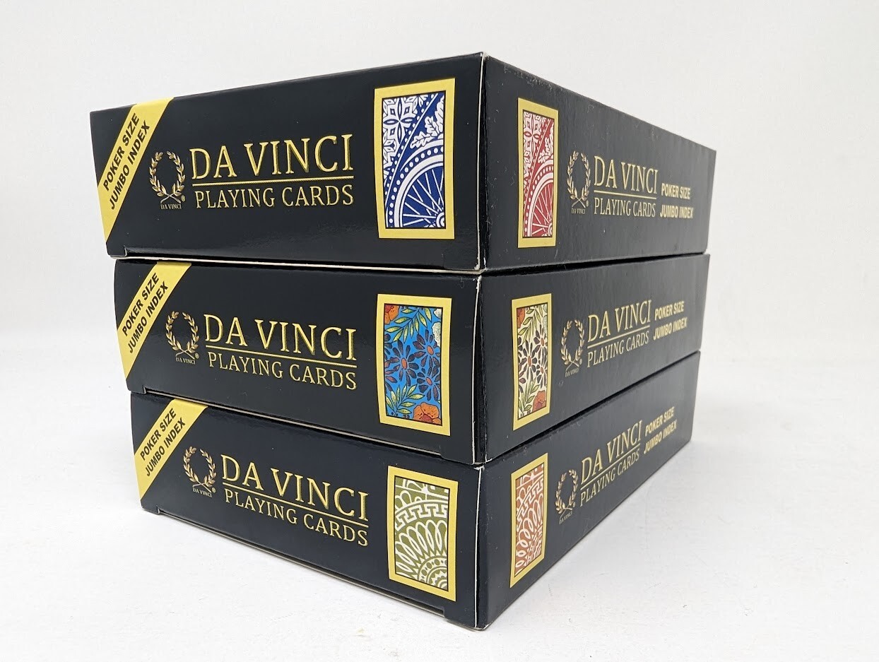 DA VINCI Poker Size Jumbo Index 100% Plastic Playing Cards Collection (3 pack)