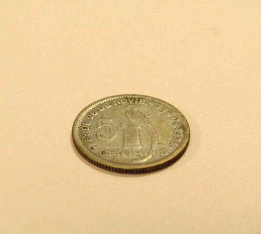 Guatemala 1928 5 Centavos Silver Coin