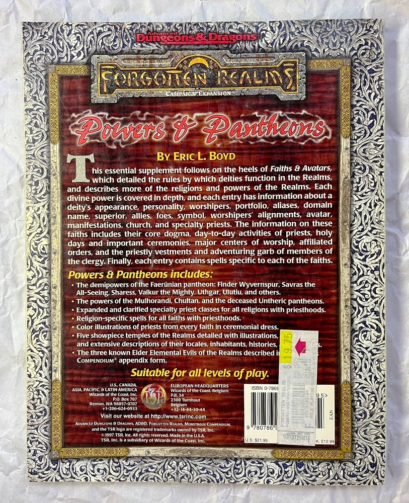 Powers & Pantheons Forgotten Realms Advanced Dungeons Dragons AD&D TSR 9563