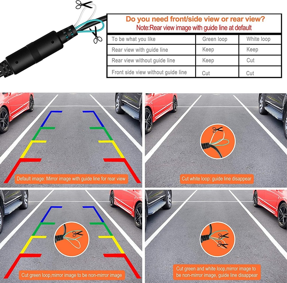 Car Backup Camera Front/Rear View Hang/Flush Mount Two Way Installation Reverse
