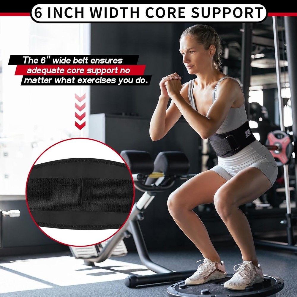 Durable 6-Inch Weight Lifting Belt - Comfortable Back Support & Easy Adjustments