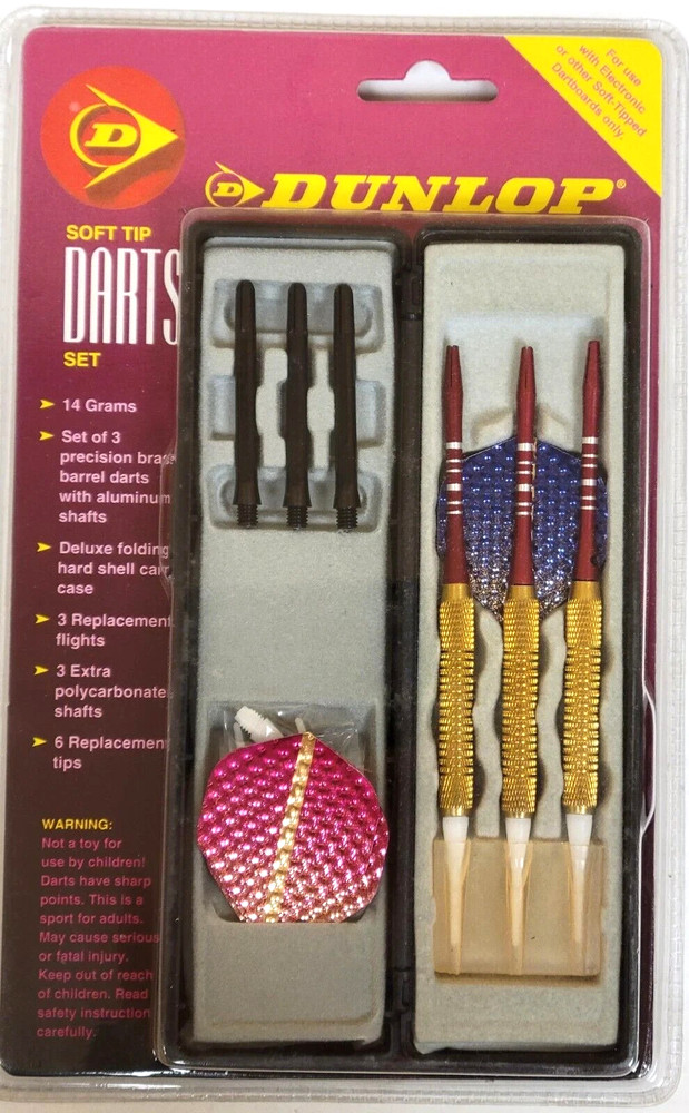 DUNLAP Soft Tip Dart Set & Deluxe Folding Hard Shell Case, New