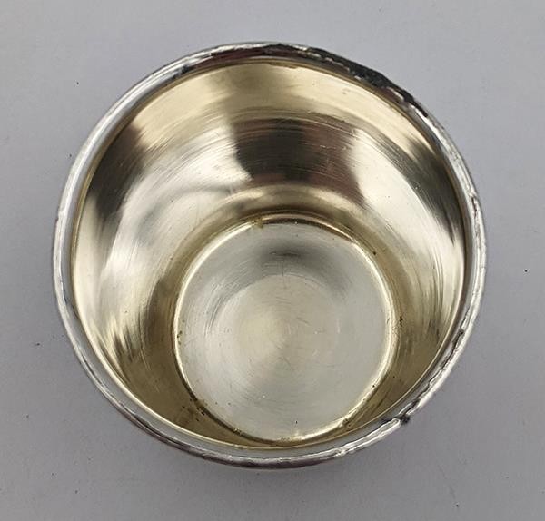 WILLIAM HUTTON SILVER PLATE 'JUST A THIMBLE FULL' SPIRIT MEASURE c1900