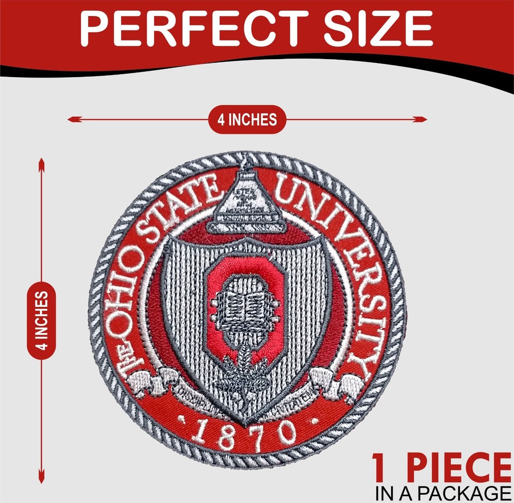 Ohio State University Logo Iron On Patch - Sew Patch - Embroidered Patch 4"x4"
