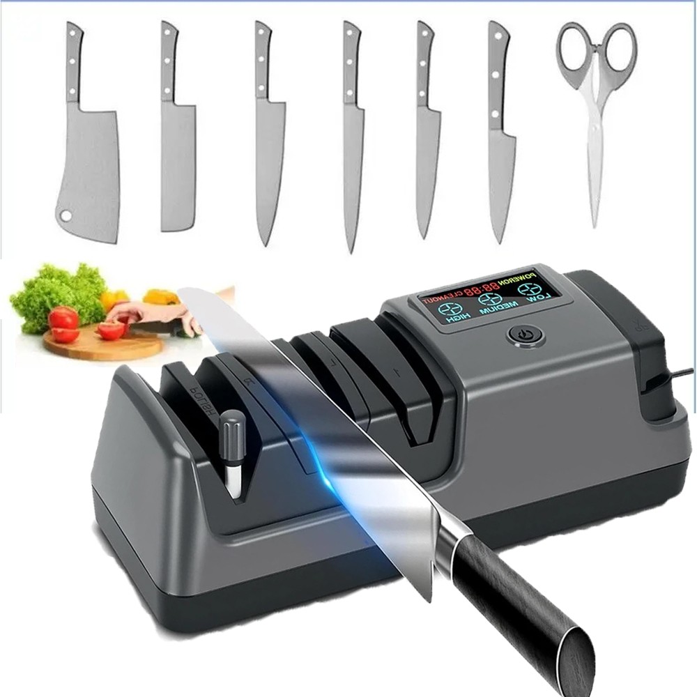 Electric 5 in 1 Knife Sharpener-3 Rotational Speed Adjustable Knife Sharpener