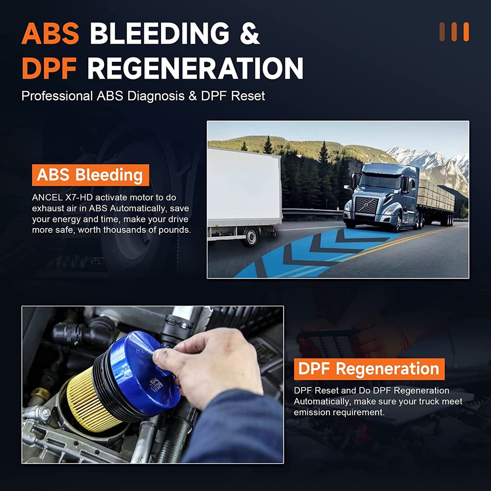 ANCEL X7HD Heavy Duty Truck Diagnostic Scanner DPF Regen Tool OBD2 Code Reader