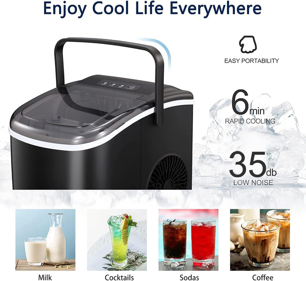 Countertop Ice Maker Machine, Portable Compact Small Bullet Ice Maker with Self