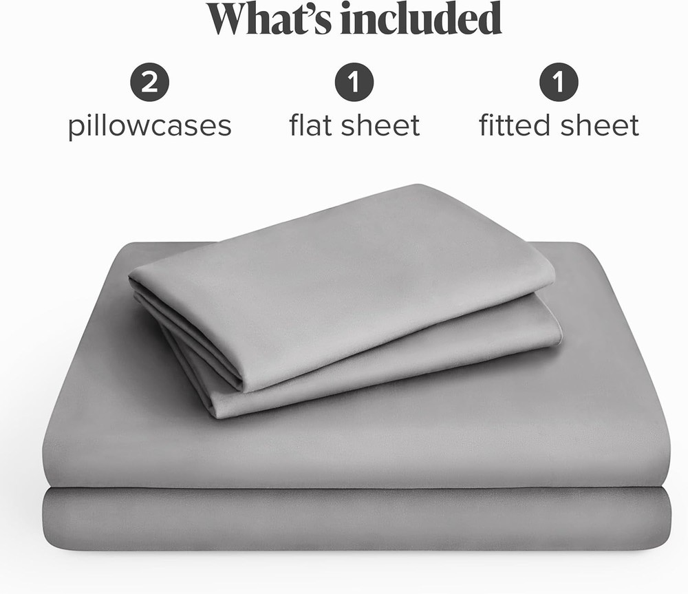 Light Grey Microfiber Bed Sheets Set with Cooling Envelope Pillowcases