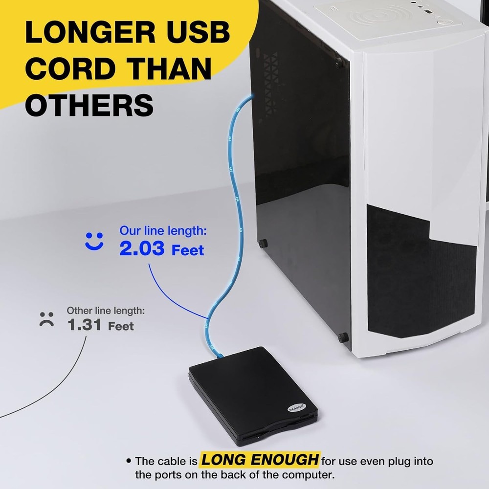 Dual USB Type A/C Floppy Disk Reader for Windows - 3.5 Inch External Drive