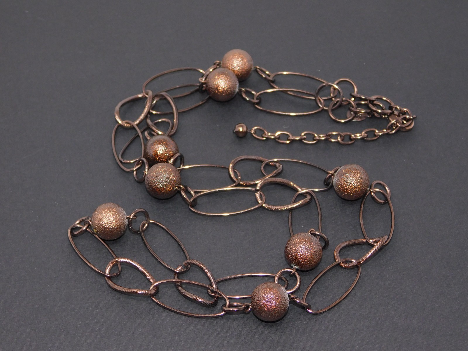 Vintage JOAN RIVERS Copper Tone Ball Bead Station Saturn Chain 36" Necklace