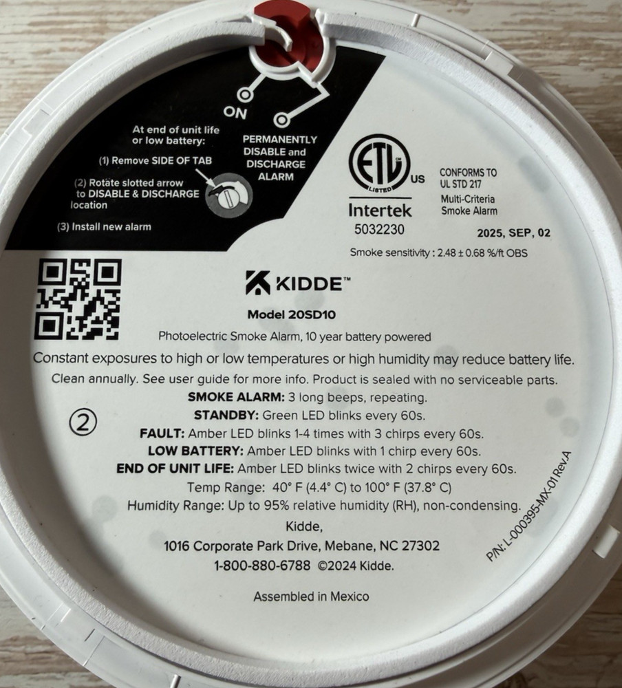 Kidde Smoke Detector Battery Powered LED Warning Light 20SD10