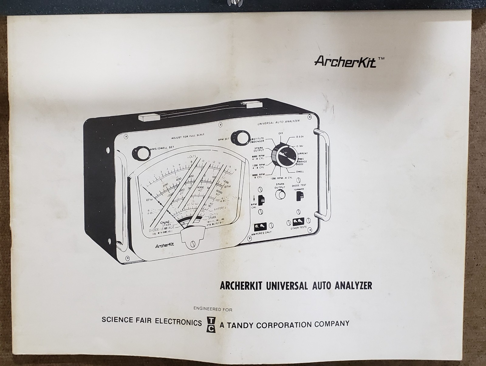 Vintage ArcherKit Universal Auto Analyzer 28-3323, complete w/cables & manual
