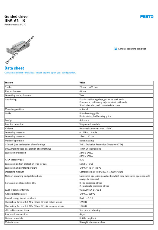 FESTO Guided drive DFM-63- -B