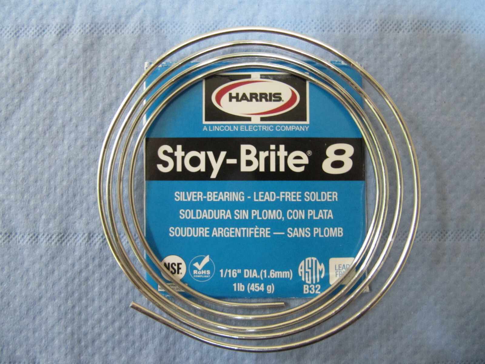HARRIS STAY BRITE #8 TIN/SILVER SOLDER - 36" (36 inch) piece, 1/16" DIA. (1.6mm)
