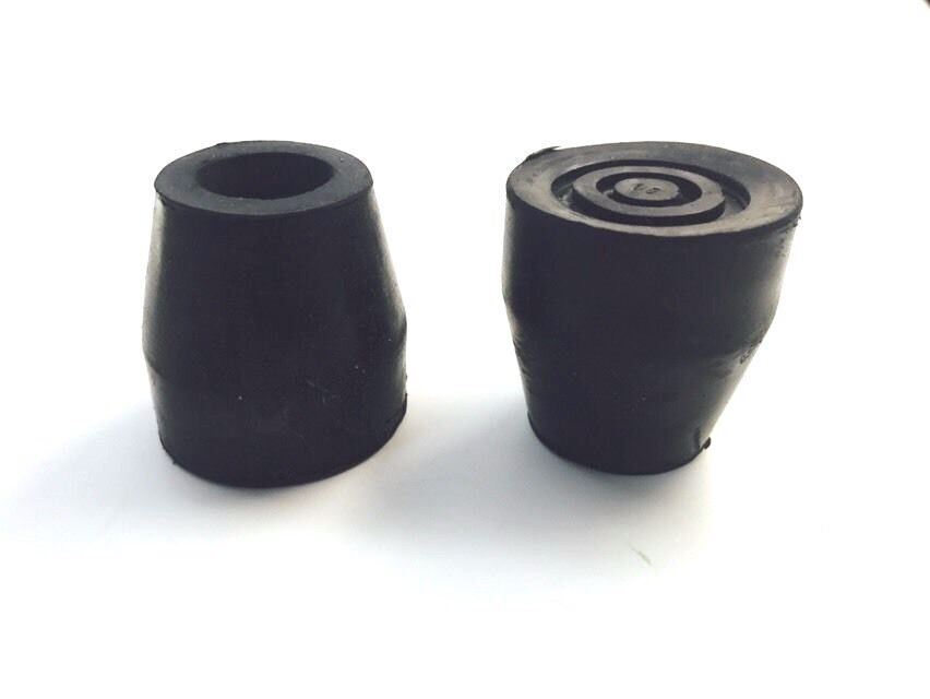 2 Pack Walker Replacement Tips with Metal Insert Black 1/2” OD
