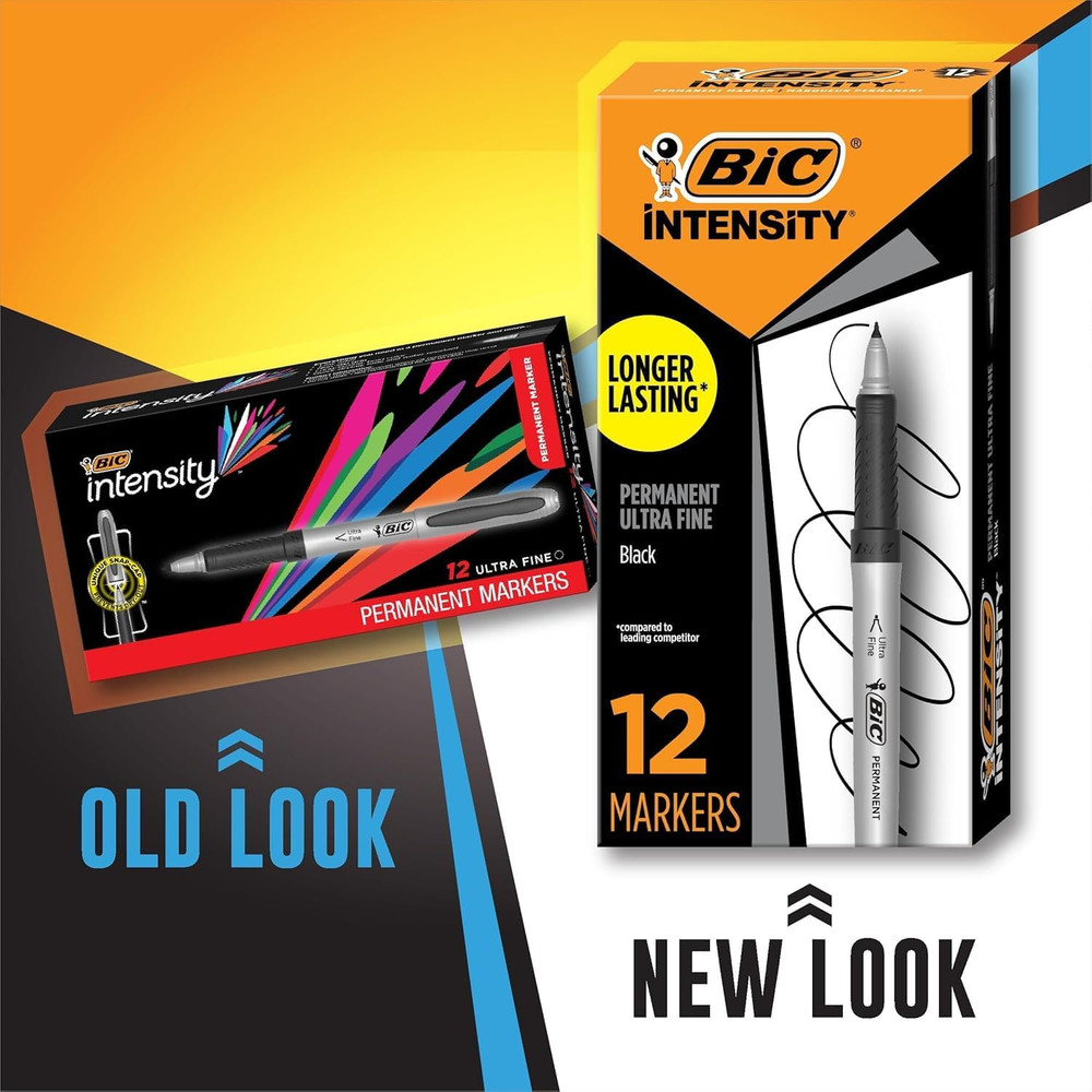 Intensity Permanent Markers, Ultra Fine Point, Black, 12-Count (packaging m
