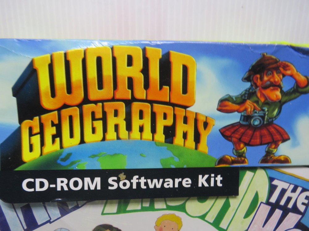 World Geography PC CD Rom Software kit Map Skills Mac Win Camera compass handson