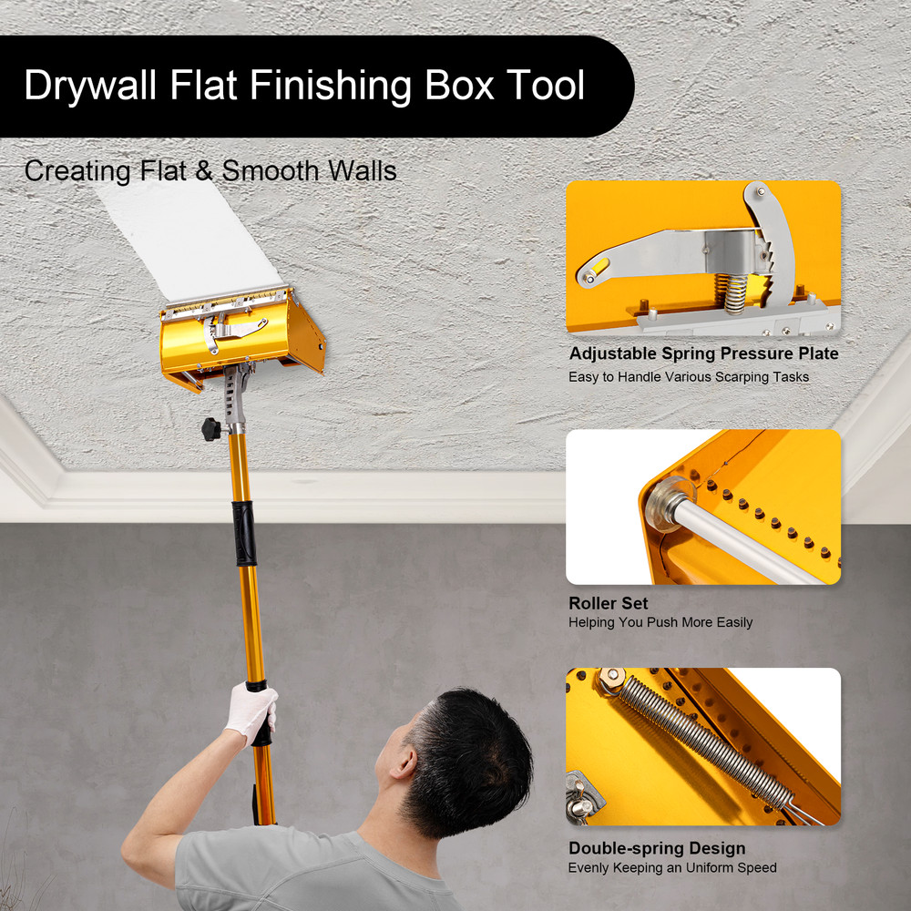 10" Drywall Flat Finishing Box with Extendable Handle Drywall Taping Tools