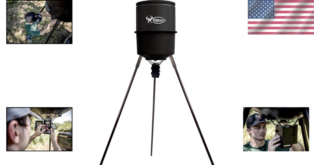 Durable 225 lb Tripod Game Feeder with Digital Timer & 30-foot Feed Radius