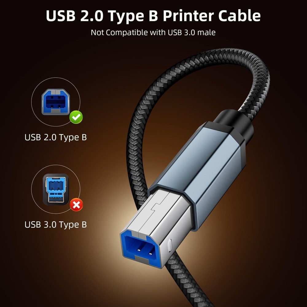 iMangoo Printer Cable 10FT USB Cord 2.0 Type A 3M/ 9.84 FT, Black