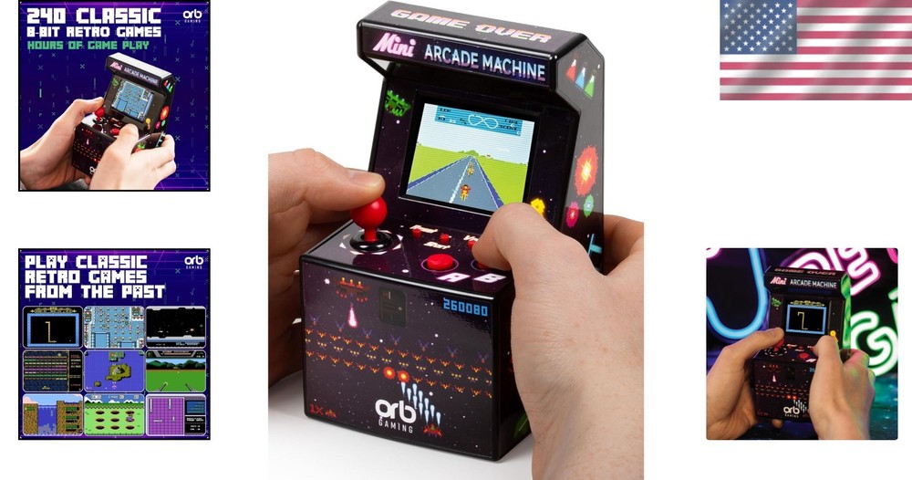 Battery-Powered Mini Arcade Machine - 240 Classic Games & Joystick Control