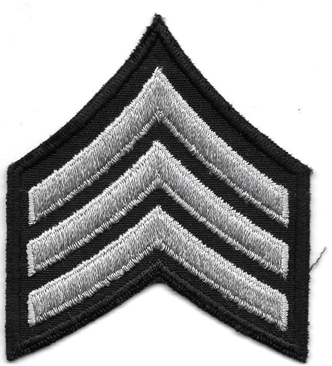 1 set (2 total) Sergeant stripes- black and silver (older)