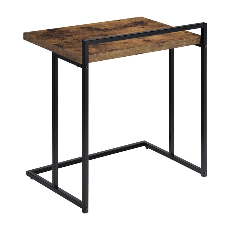 Pemberly Row Rectangular Modern Metal Snack Table in Black/Brown