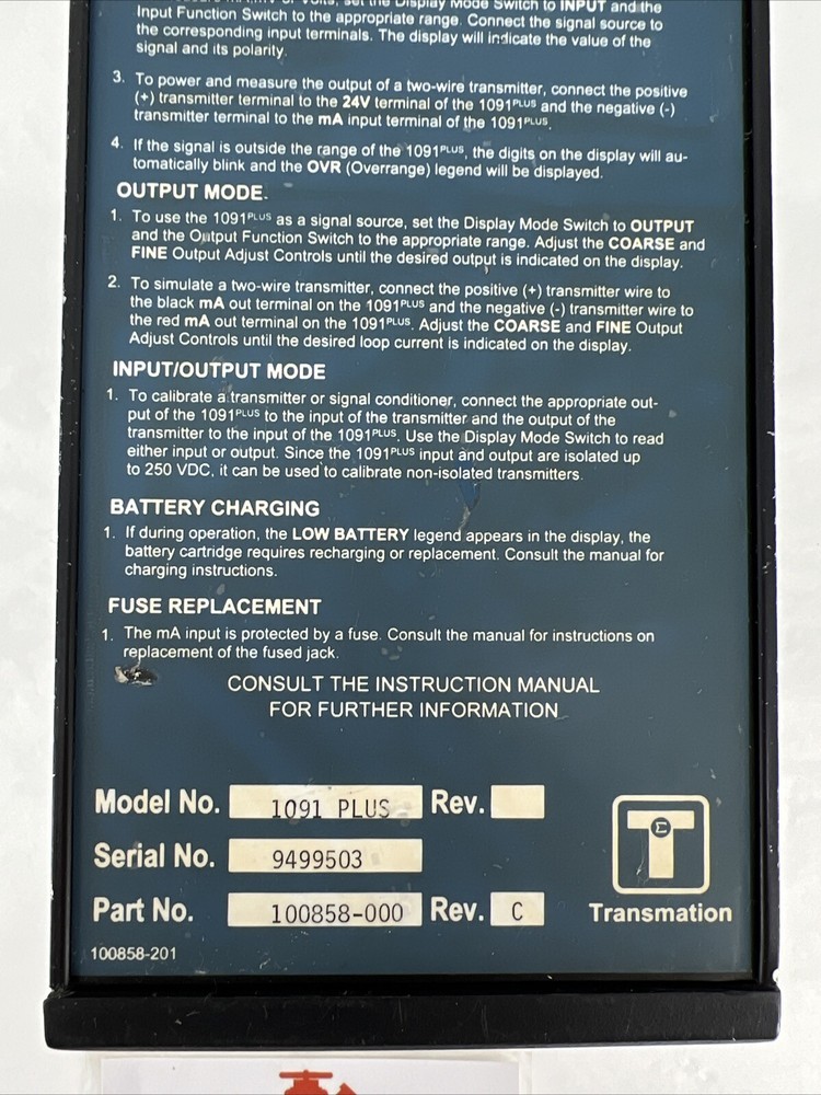 Transmation 1091 PLUS Multifunction Process Calibrator Unit, 0-3000 PSIG