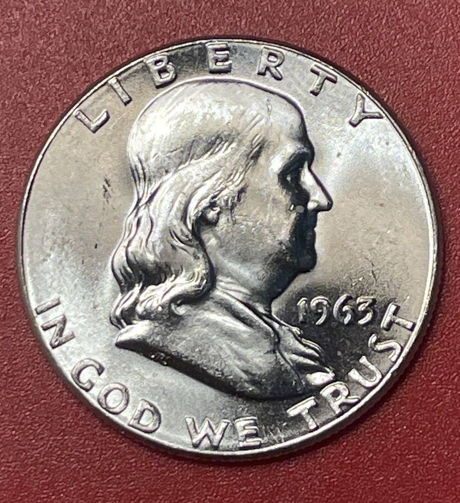 1963 P Franklin Silver Half Dollar, Choice Uncirculated.